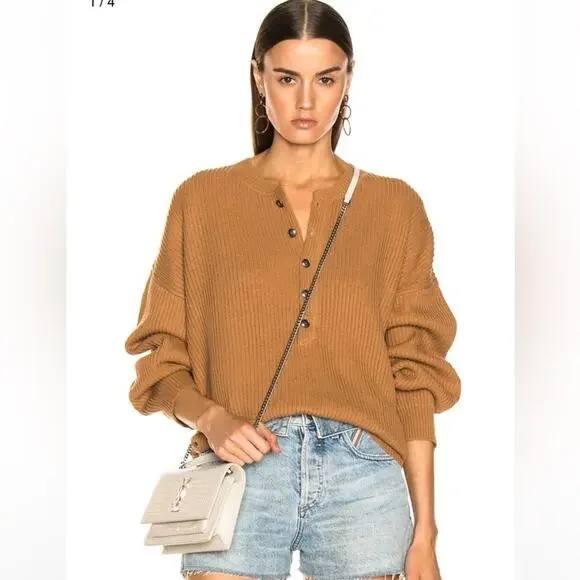 THE GREAT. Henley Button Up Sweater - Picture 1 of 6